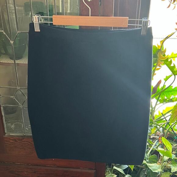 90s Vintage Navy Blue Knit Pencil Skirt Size 6 Straight Midi Elastic Waist Basic - Picture 6 of 14